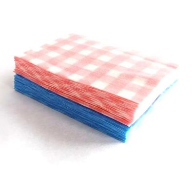 Kitchen 22 Mesh Non Woven Cloths , Square Check Spunlace Cleaning Wipes