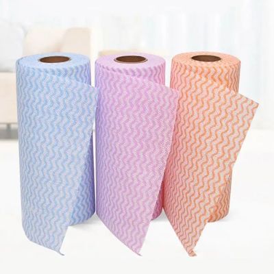 Washable Disposable Cleaning Wipes , Multicolor Spunlace Nonwoven Fabric