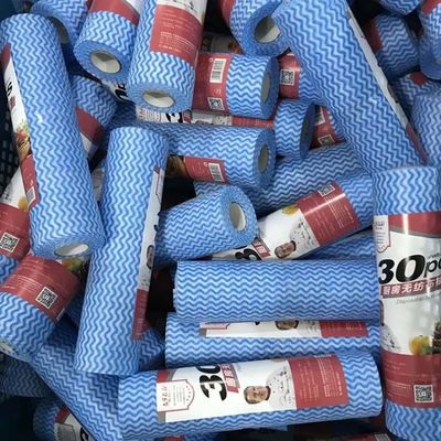 Washable Disposable Dish Cloths Durable , Non Woven Blue Disposable Rags