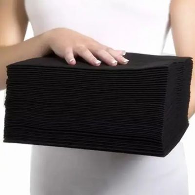 Barber Black Disposable Hair Salon Towel , Practical Disposable Non Woven Towel