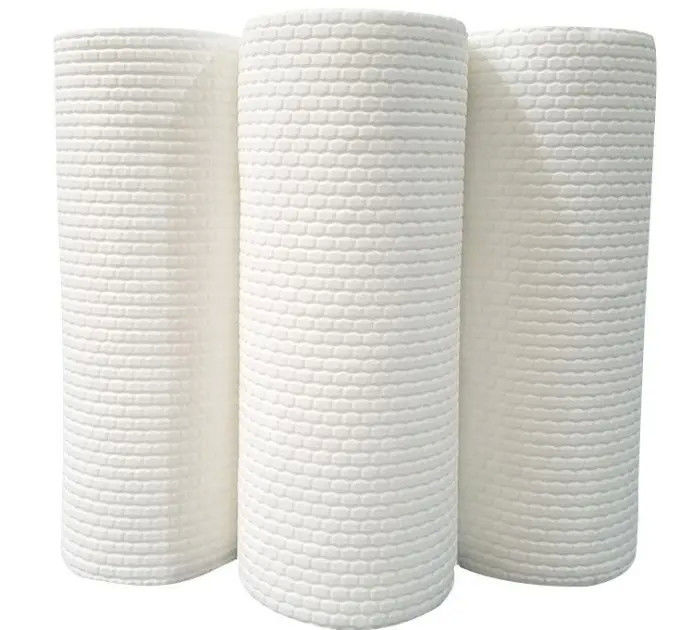 BSCI White Non Woven Cloths Spunlace 60gsm Embossed PP Material